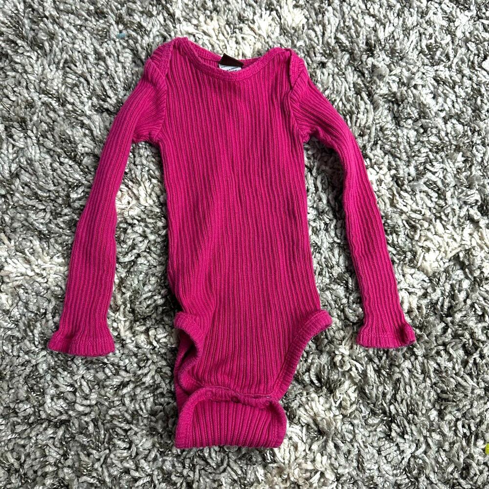 Tea Collection Magenta Pink Ribbed Onesie Bodysuit Baby Girl 12-18 Months